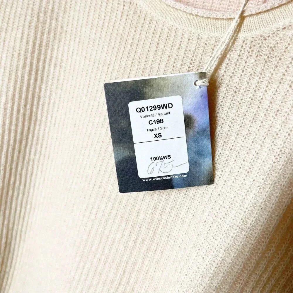 WLNS Wellness cashmere womens 100% cashmere sweater size XS blush pink new - Picture 6 of 8